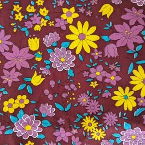 Vintage Weilwood Fabrics Inc Groovy Floral Flower Power Cotton Print ~ 2 Yards